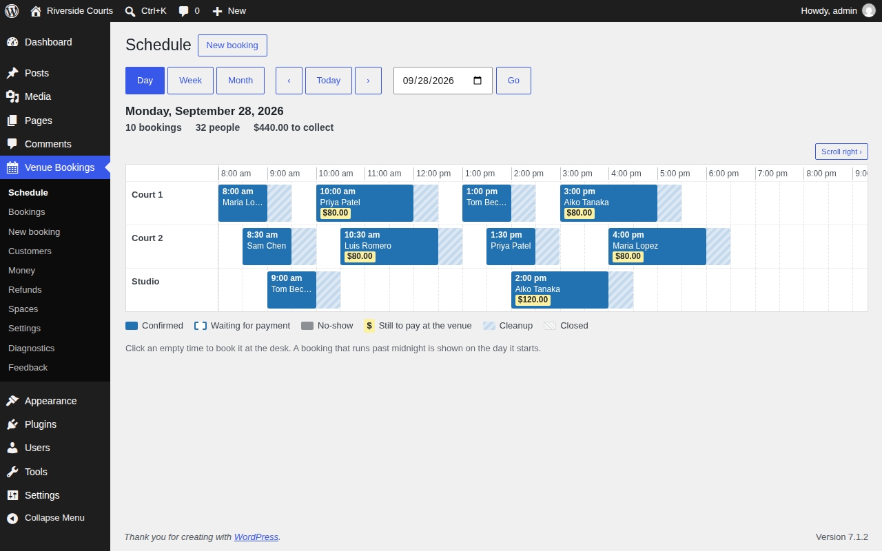 The day schedule