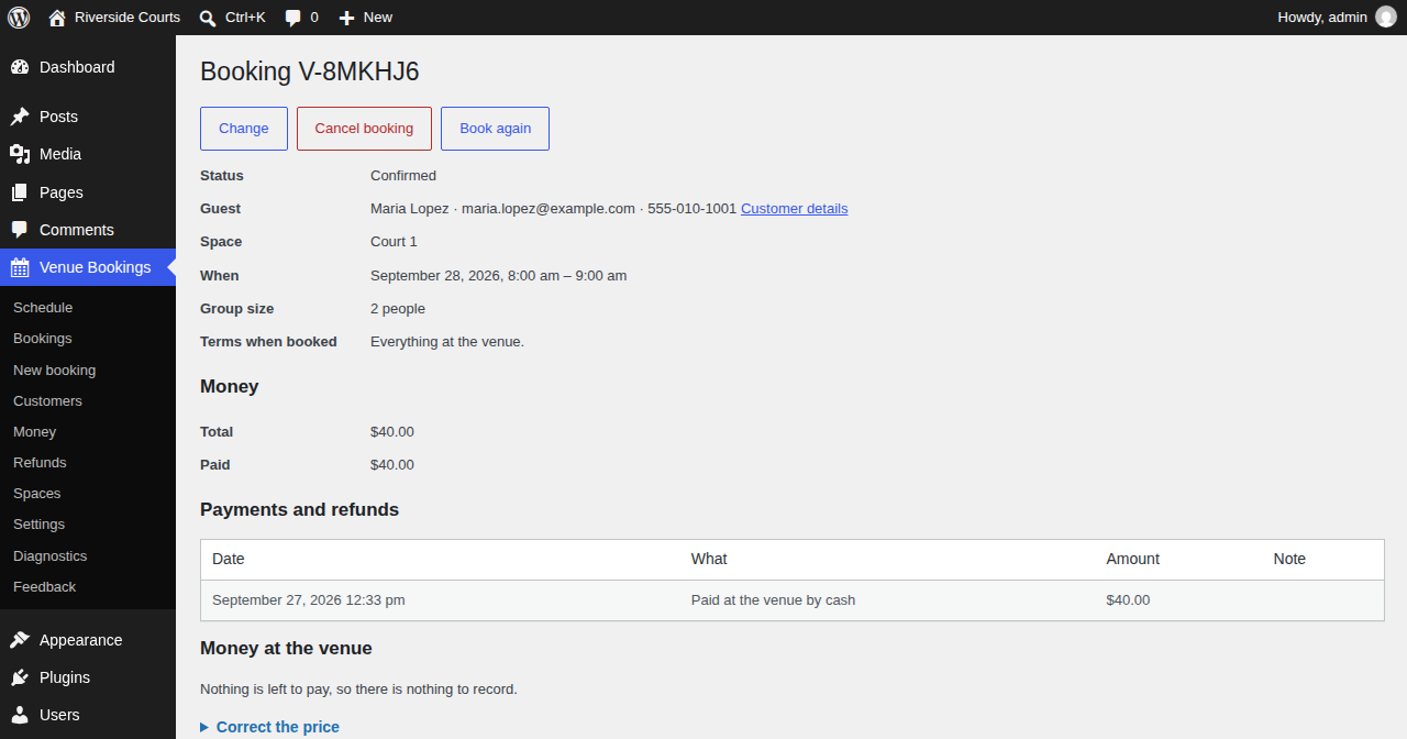 A booking with its payments