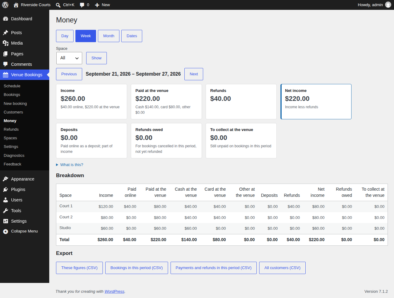 The Reports page